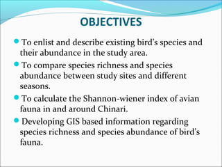 Study of avian diversity in and around chinari | PPT