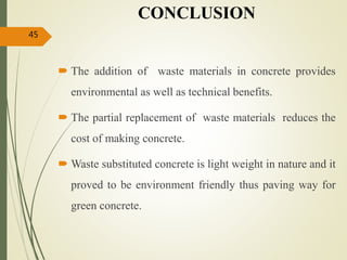 Study of behaviour of concrete using waste materials as a partial ...