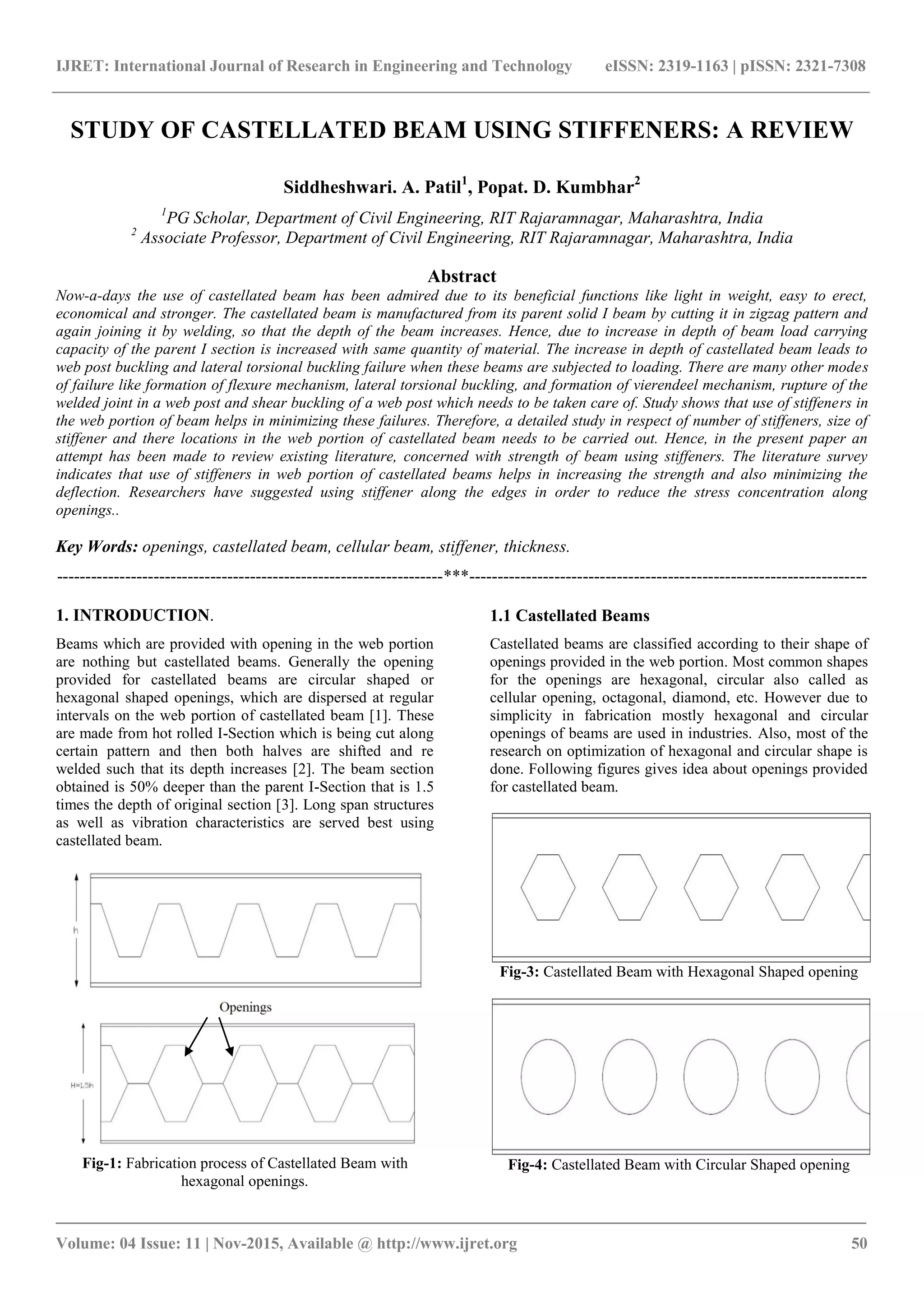 Study of castellated beam using stiffeners a review | PDF