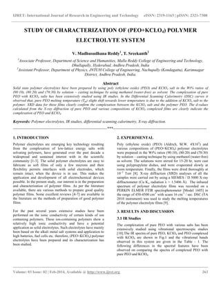 Study of characterization of (peo+kclo4) polymer electrolyte system | PDF