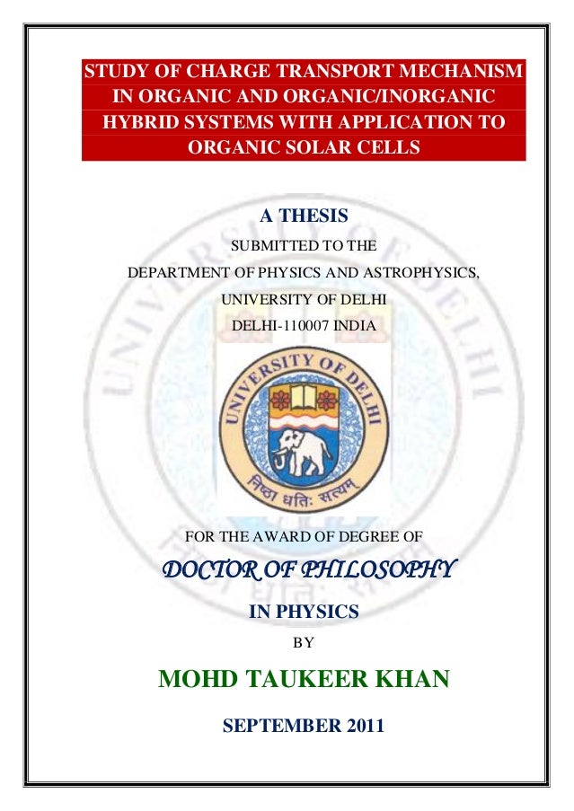 Study Of Charge Transport Mechanism In Organic And - 