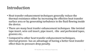 Study of heat transfer analysis in helical grooved pipe | PDF