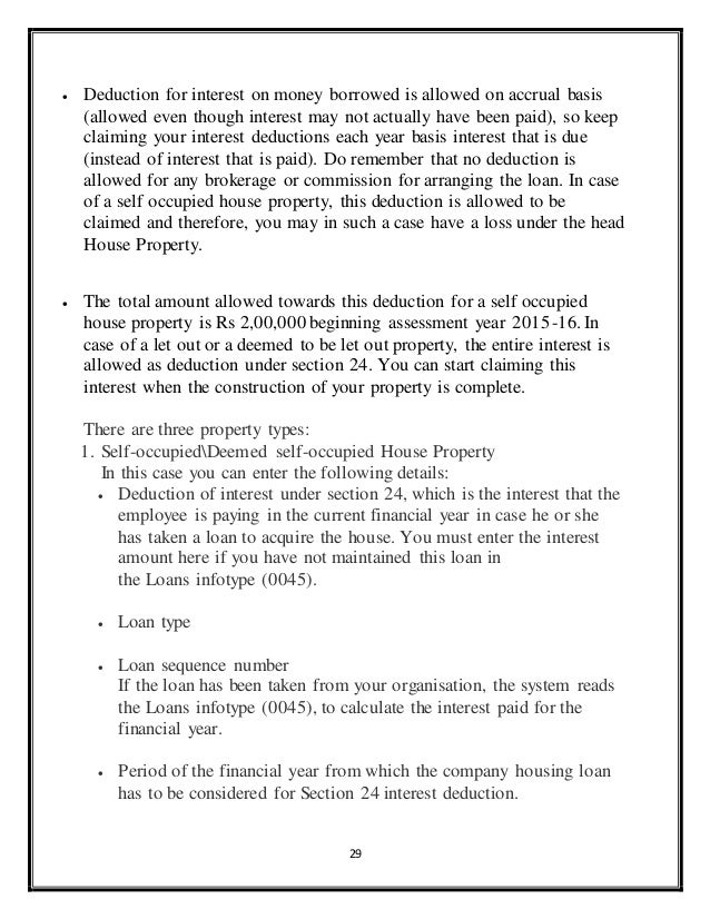Interest On House Loan Section 24