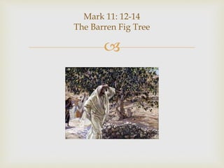
Mark 11: 12-14
The Barren Fig Tree
 