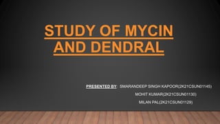 STUDY OF MYCIN
AND DENDRAL
PRESENTED BY: SMARANDEEP SINGH KAPOOR(2K21CSUN01145)
MOHIT KUMAR(2K21CSUN01130)
MILAN PAL(2K21CSUN01129)
 