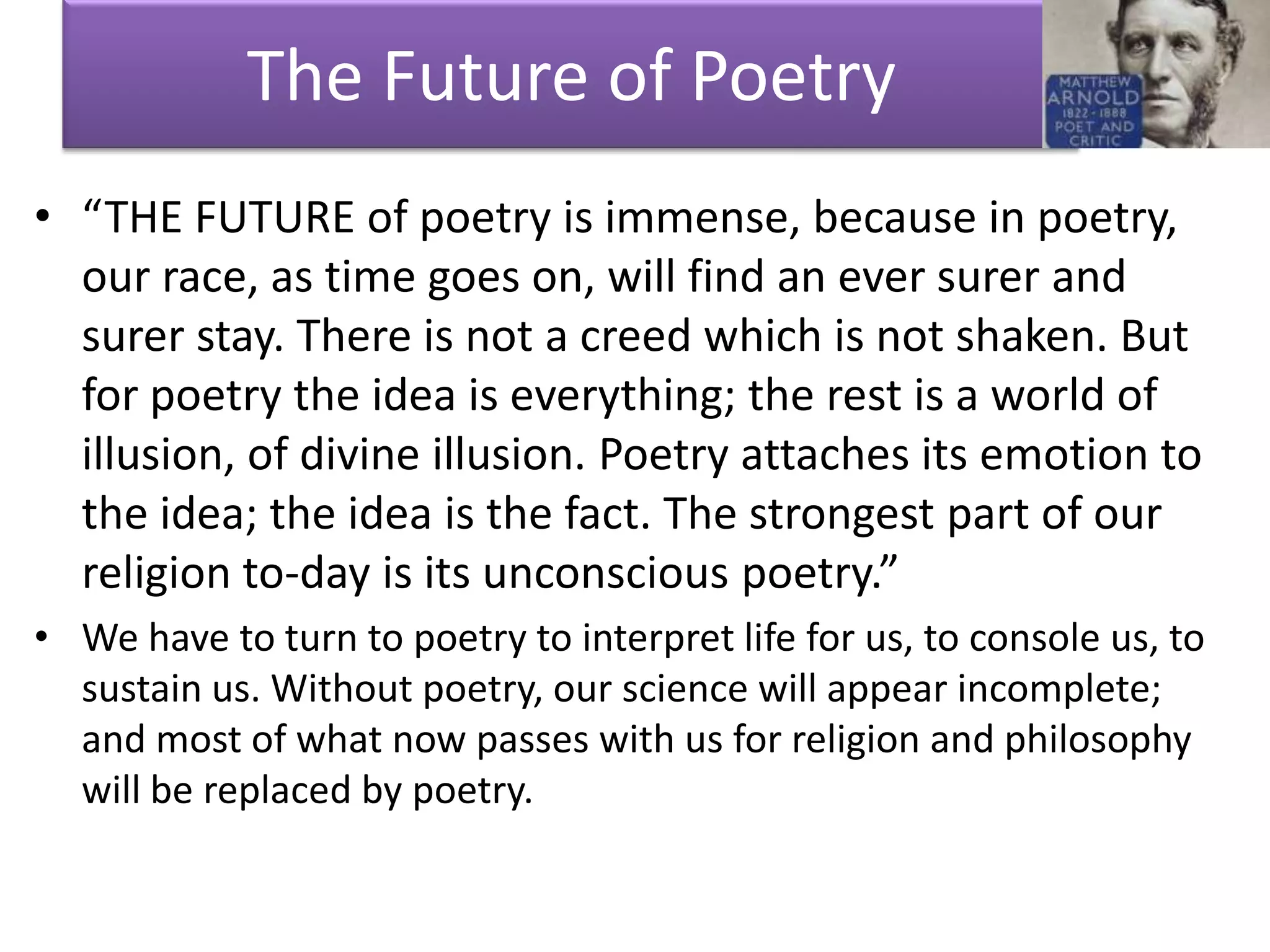The Study of Poetry - Matthew Arnold | PPTX