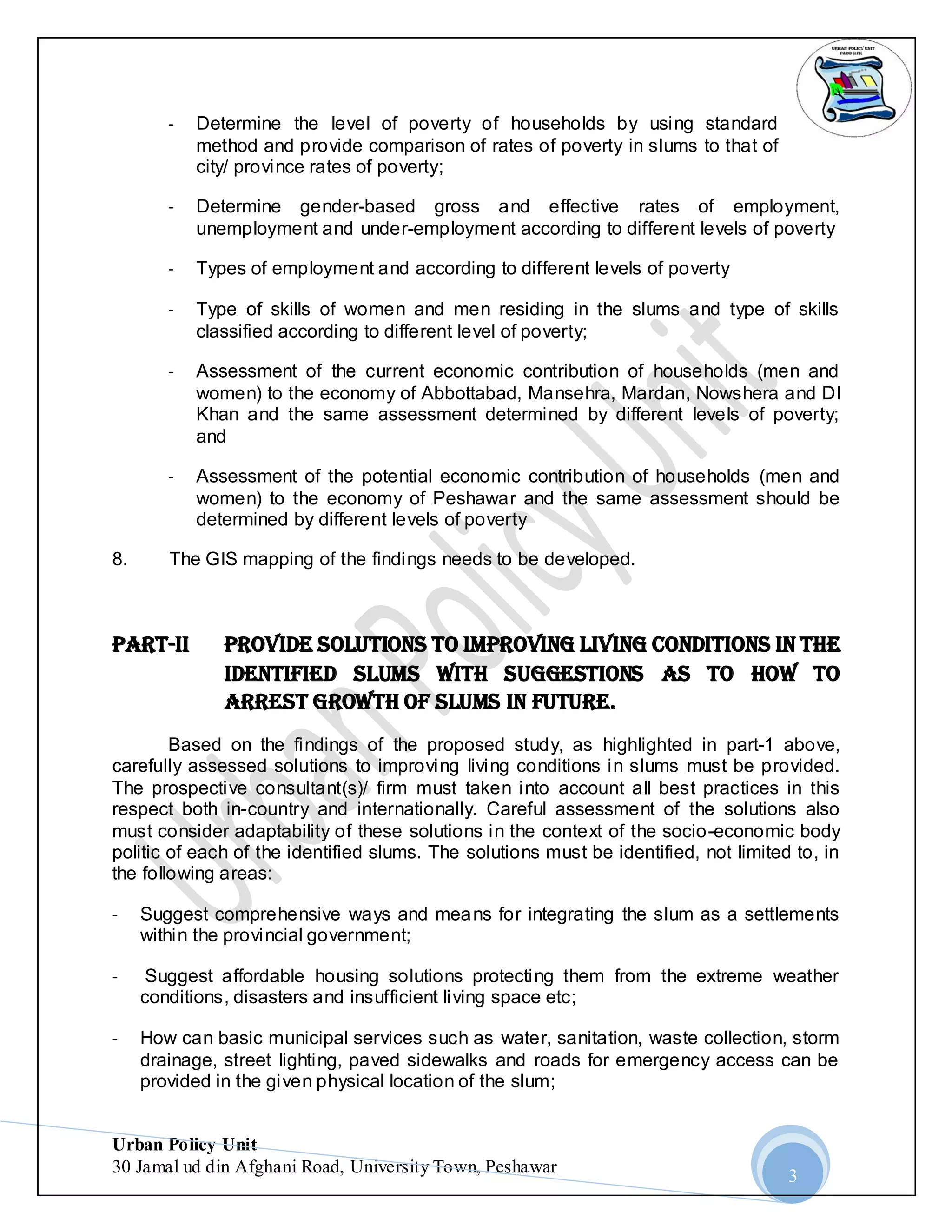 Study of slums in urban areas of khyber pakhtunkhwa (1) | PDF