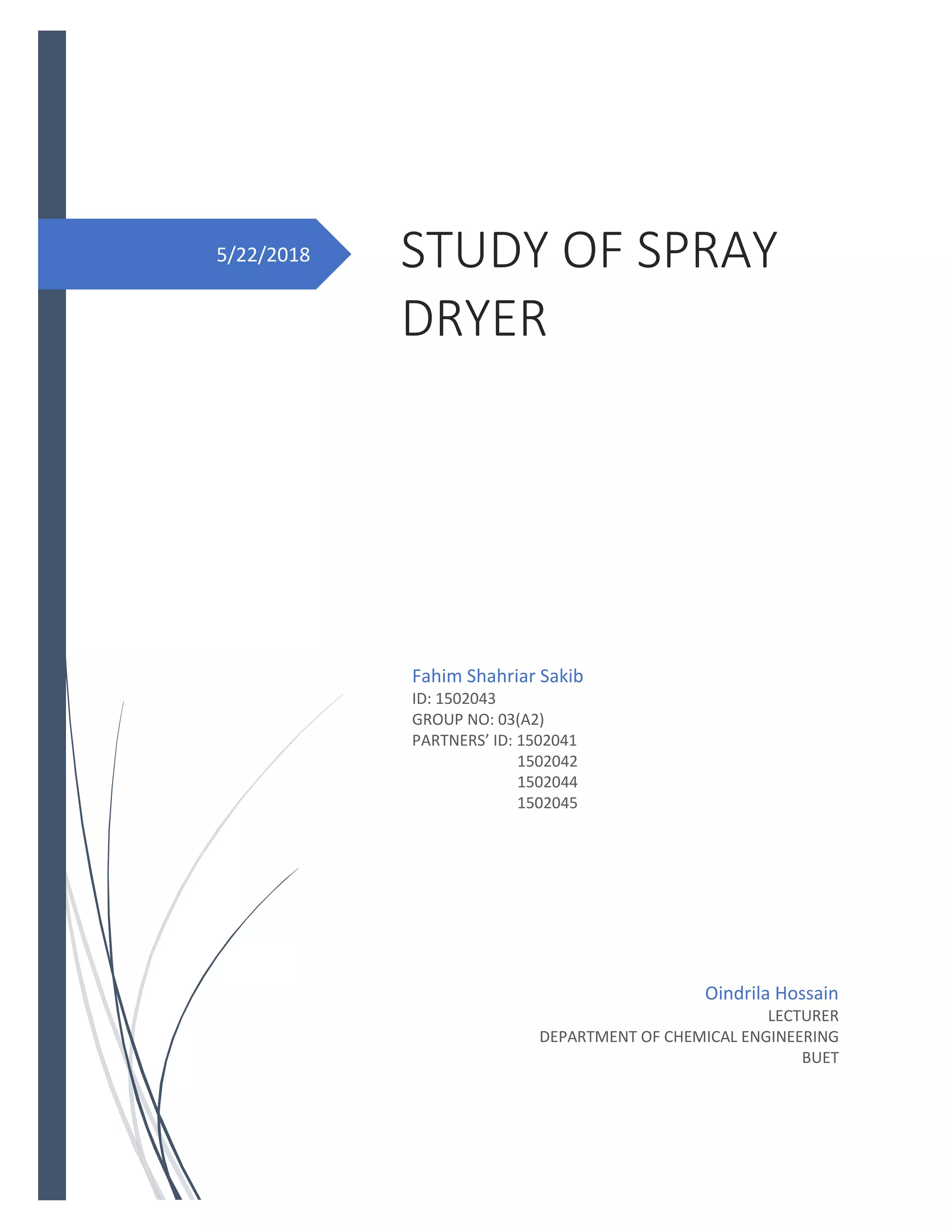Study of spray dryer PDF