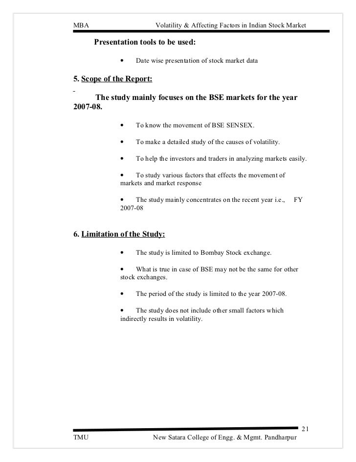 Mba In Stock Market In India study of volatility and its factors on indian stock market Mba In Stock Market In India study of volatility and its factors on indian stock market