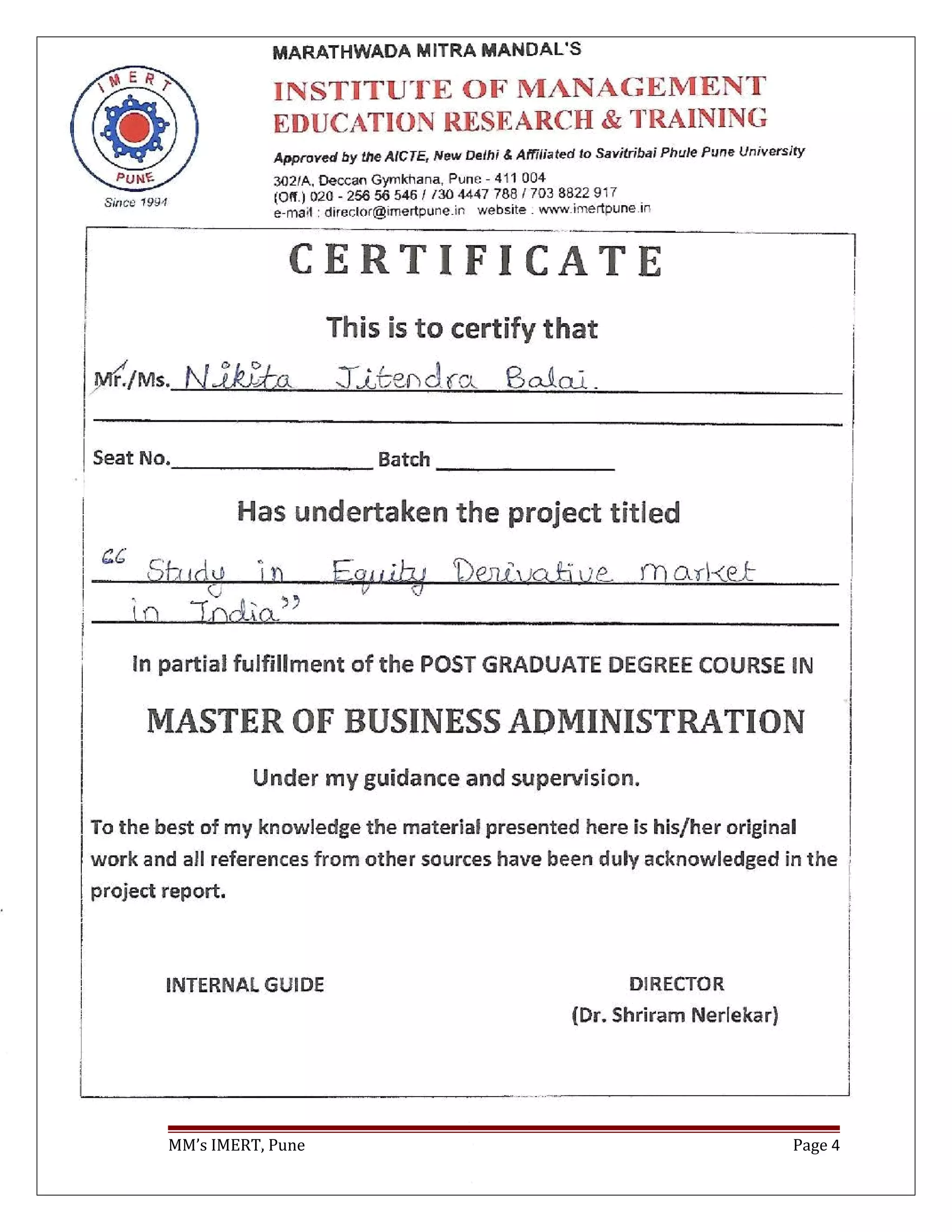 MM’s IMERT, Pune Page 4
 