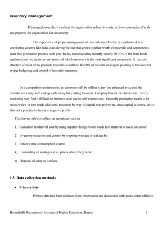 Study on inventory management conducted at reid&taylor(india)ltd | DOC