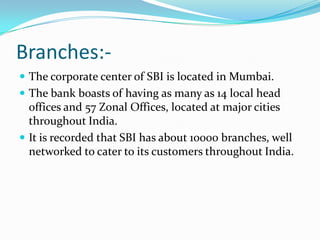 State Bank of India (SBI):-. The evolution of State Bank of India can be traced back to the first decade of the 19th century. It began with the establishment of the Bank of Calcutta in Calcutta, on 2 June 1806. The bank was redesigned as the Bank of Bengal, three years later, on 2 January 1809.An important turning point in the history of State Bank of India is the launch of the first Five Year Plan of independent India, in 1951. 