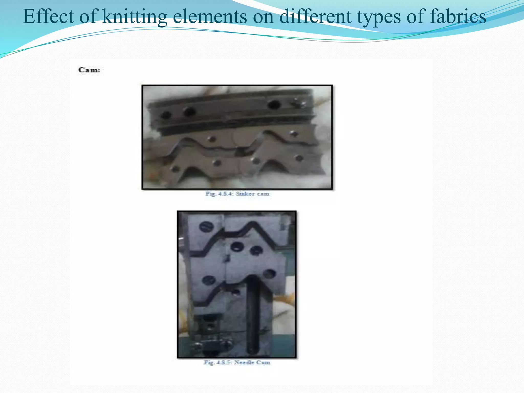 Effect of knitting elements on different types of fabrics 
 