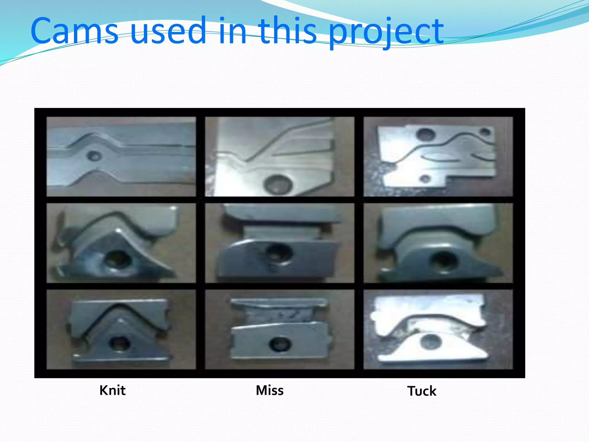 Cams used in this project 
Knit Miss Tuck 
 