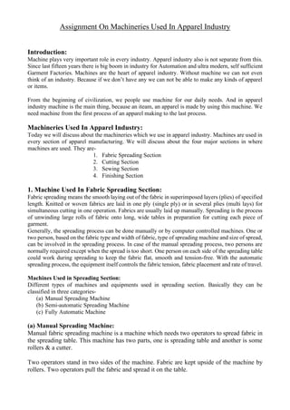 Machine Made Clothes Pdf.pdf Study on Machines Used in Apparel Industry | PDF