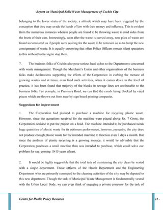 Study on Muncipal Solid Waste Management in Kochi | PDF