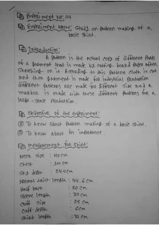 Study on Pattern Making of a Basic Shirt | Pattern | Pattern Making