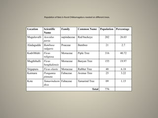 STUDY ON POPULATION AND ROOSTING ECOLOGY OF BATS IN AND AROUND ...