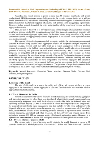 STUDY ON STRENGTH PROPERTIES OF COCONUT SHELL CONCRETE | PDF