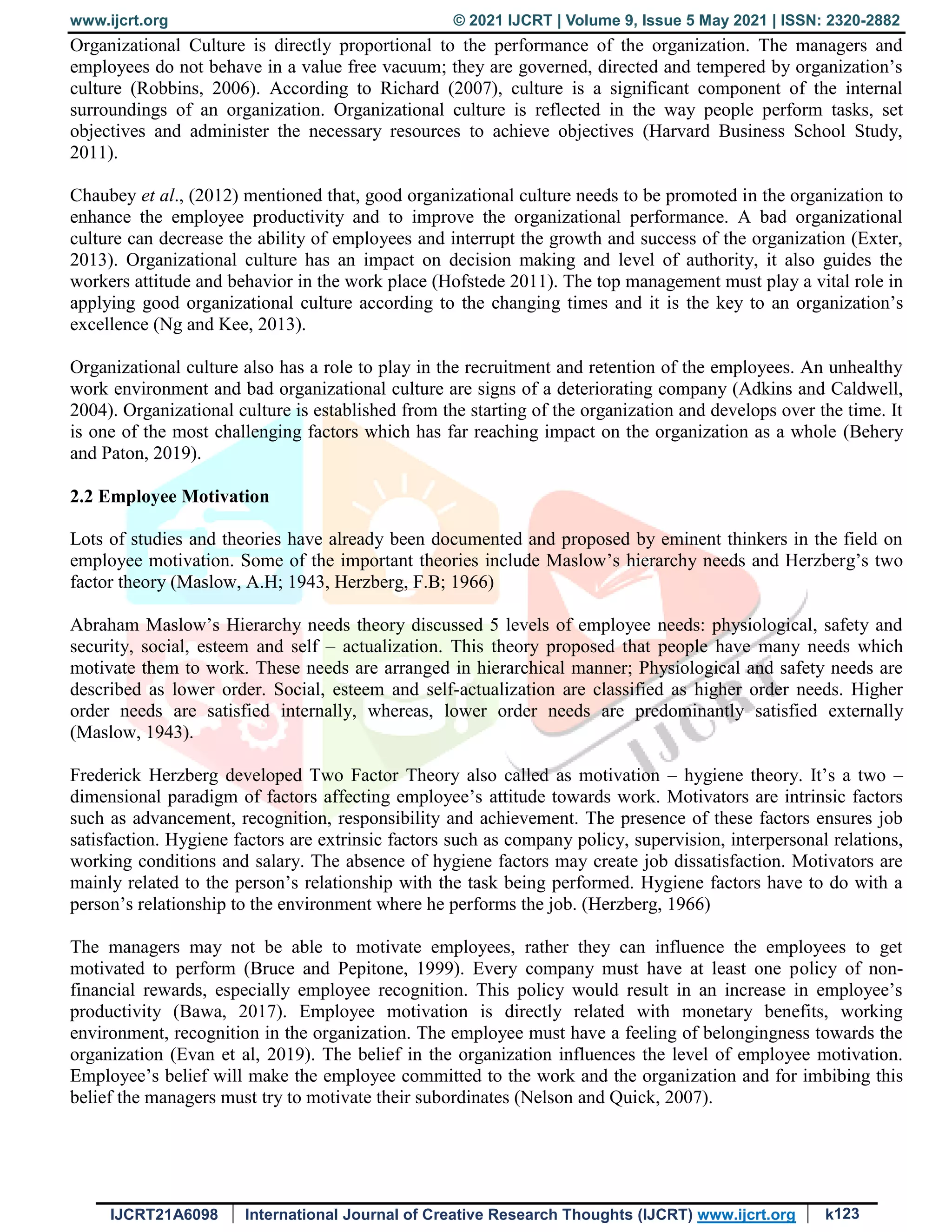 Study on the Impact of Organizational Culture on Employee Motivation in ...