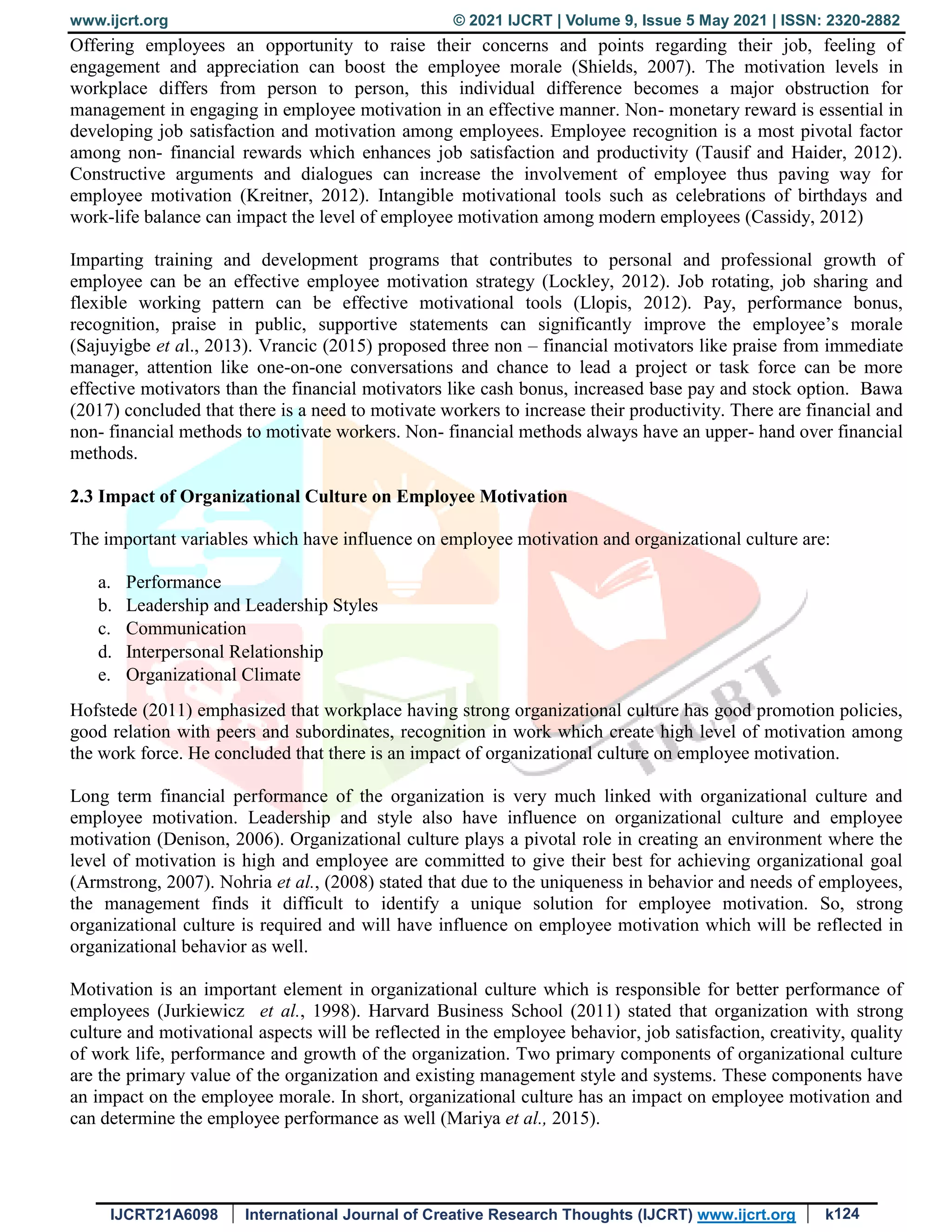 Study on the Impact of Organizational Culture on Employee Motivation in ...