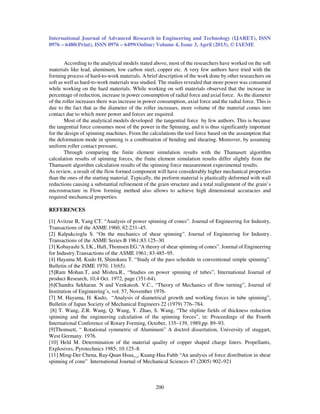 Study on the mechanism of force calculations in flow forming a review | PDF