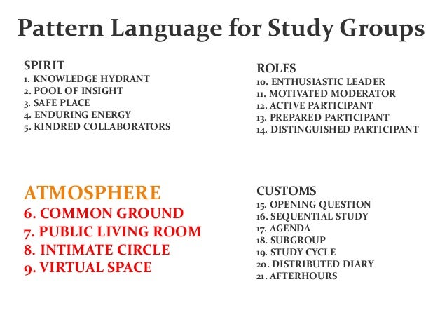 A Pattern Language For Study Groups | 스터디그룹 패턴 a pattern language for study groups A Pattern Language For Study Groups | 스터디그룹 패턴 a pattern language for study groups
