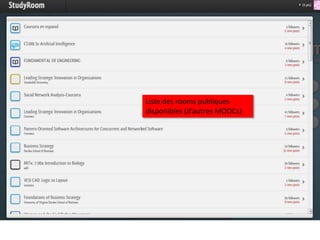 Liste des rooms publiques
disponibles (d’autres MOOCs)
 