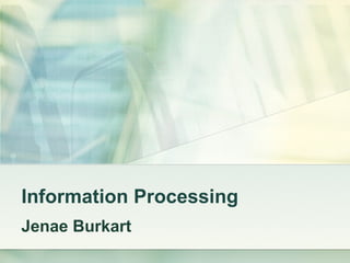 Information Processing Jenae Burkart 