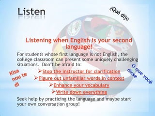 Did you ask your peers for assistance or join a peer/study group?PersistYou may be surprised , but the way you act in (and out of) the class can mean as much to your success as what you know.  No one can make you do anything or act in any way that you do not want to.  Consider the following:Bring your materials to class daily