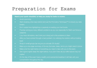 Preparation for Exams
 