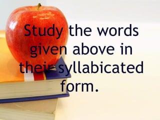 Study the words
  given above in
their syllabicated
      form.
 