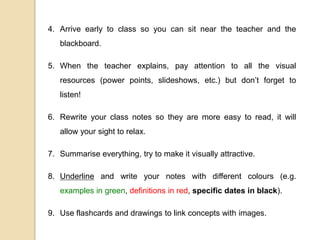 Study tips sheet for visual learners | PPTX