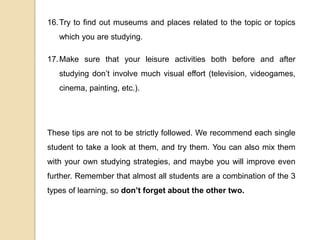 Study tips sheet for visual learners | PPTX