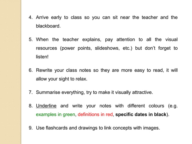 Study tips sheet for visual learners | PPT