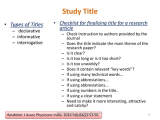 Declarative Title Examples Study title, abstract, key words | PPTX