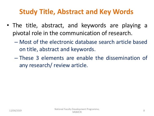 Study Title Abstract Key Words Study Title Abstract Key Words