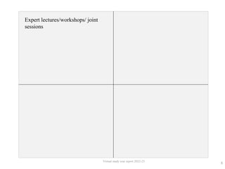 8
Virtual study tour report 2022-23
Expert lectures/workshops/ joint
sessions
 