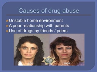 Unstable home environment
A poor relationship with parents
Use of drugs by friends / peers
 