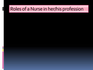 Rolesofa Nursein her/hisprofession
 