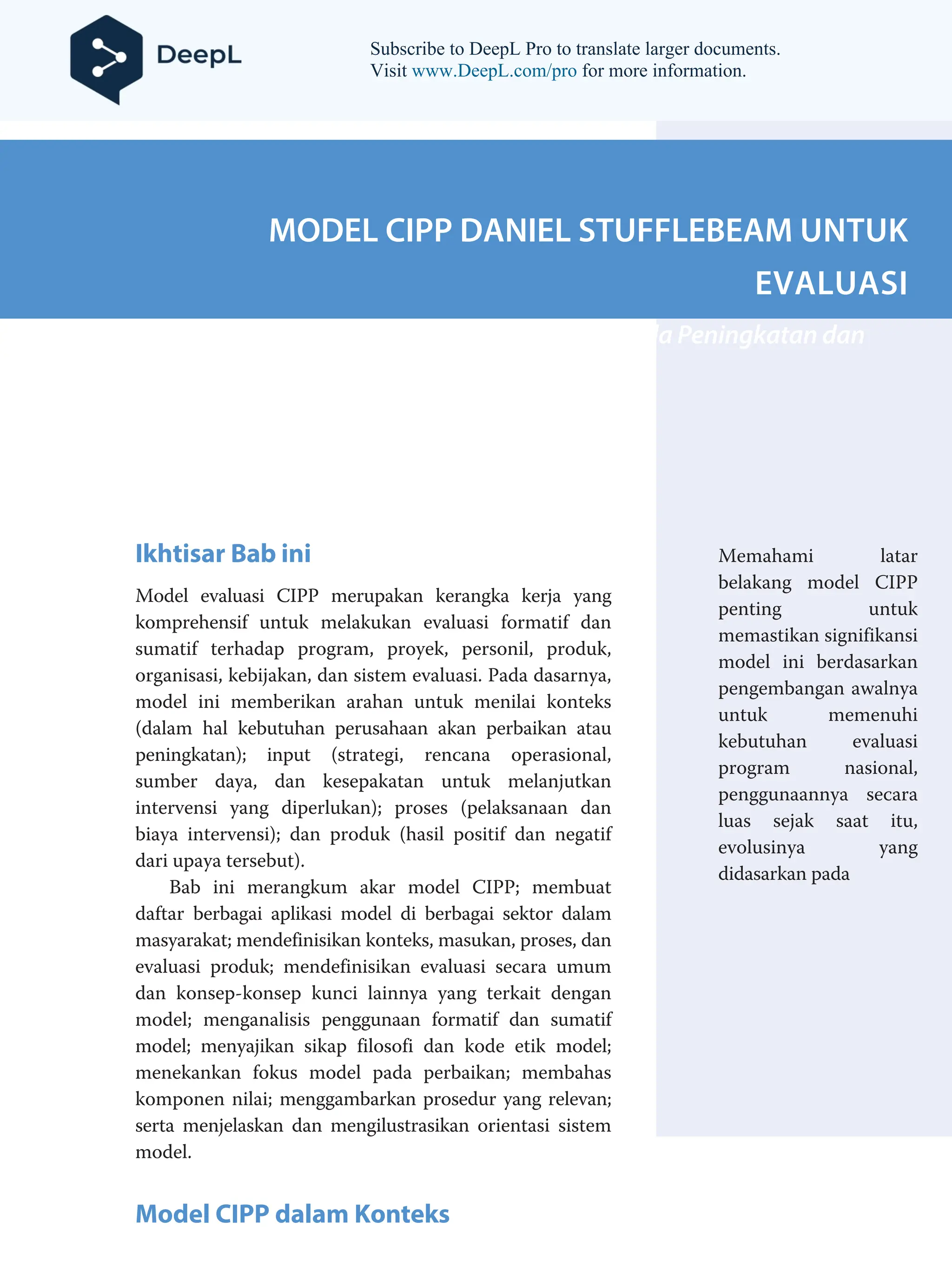 model evaluasi program cipp oleh stufflebeam | PDF