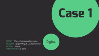 | 2016
| Digital Mktg. & Lead Generation
| Shammi’s Yogalaya Foundation
| Digital
 