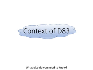 Context of D83
What else do you need to know?
 