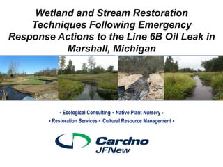 Wetland and Stream Restoration
    Techniques Following Emergency
Wetland and Stream Restoration
Response Actions to the Line 6B Oil Leak in
      TechniquesMichigan
           Marshall, Following
Emergency Response Actions to
the Line 6B Oil Leak in Marshall,
            Michigan
             Ecological Consulting Native Plant Nursery
         Restoration Services Cultural Resource Management
 