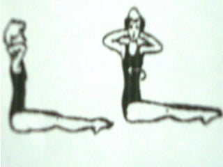 Hip Walk
        (Thread to needle)

     From a long sitting position,
hands on neck, walks on buttocks
forward or backward..
 