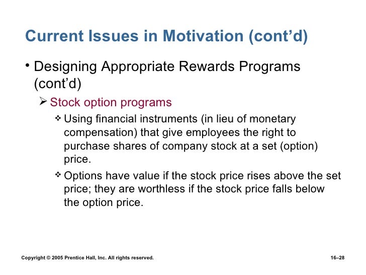 Stock options in lieu of salary