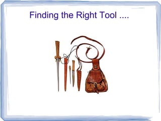 Finding the Right Tool ....  