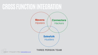 © Copyright S J Wilson www.stuwilson.co.uk
CROSSFUNCTIONINTEGRATION
Salesfolk
Hustlers
Mavens
Hipsters
Connectors
Hackers
THREE PERSON TEAM
 