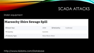 SCADA ATTACKS
Stolen equipment
http://www.risidata.com/Database
 