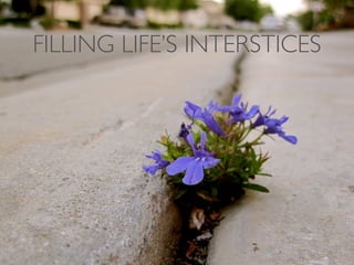 FILLING LIFE’S INTERSTICES
 